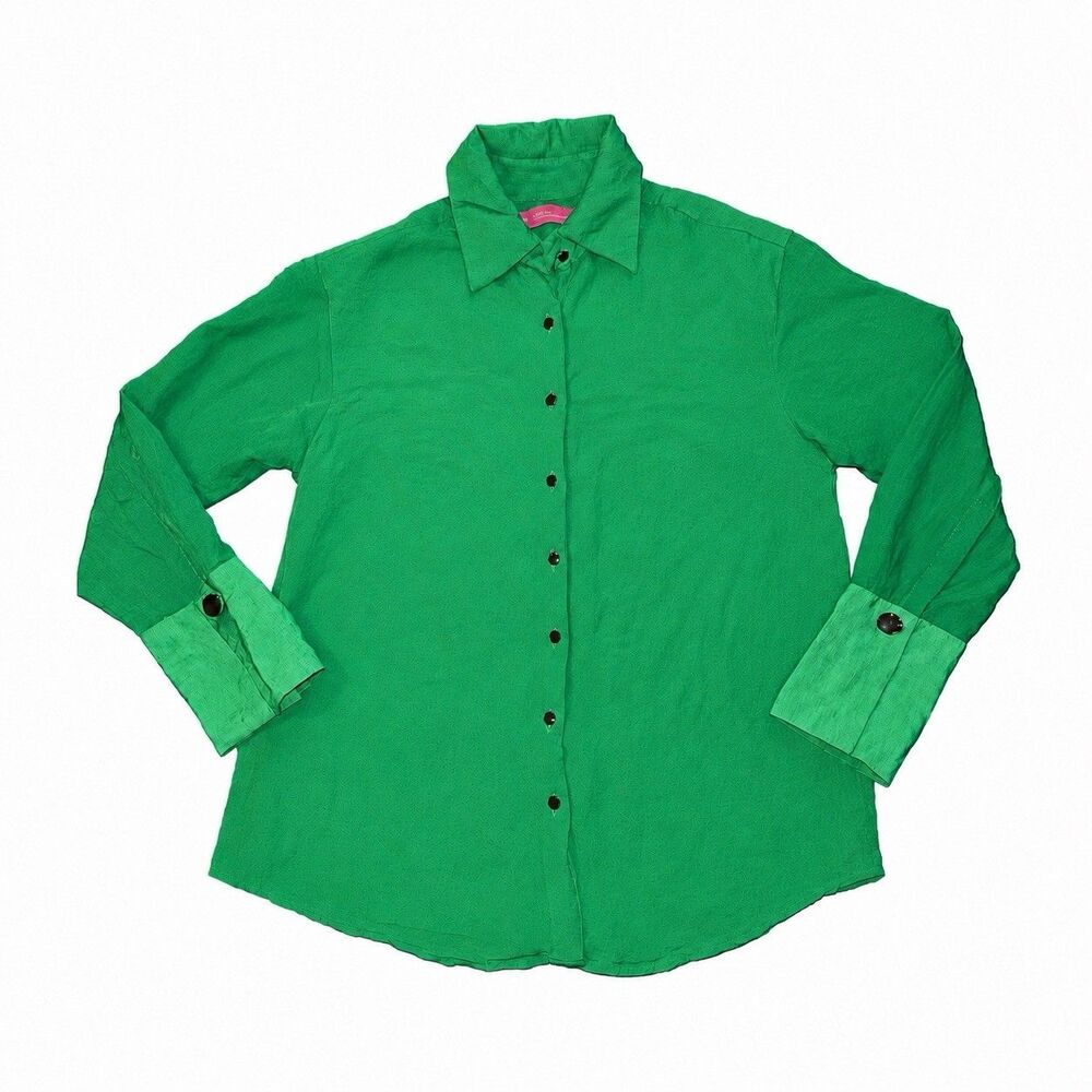 Rareism Harper Women’s XXS Green Modal Linen Button Down Shirt Blouse - Picture 2 of 7